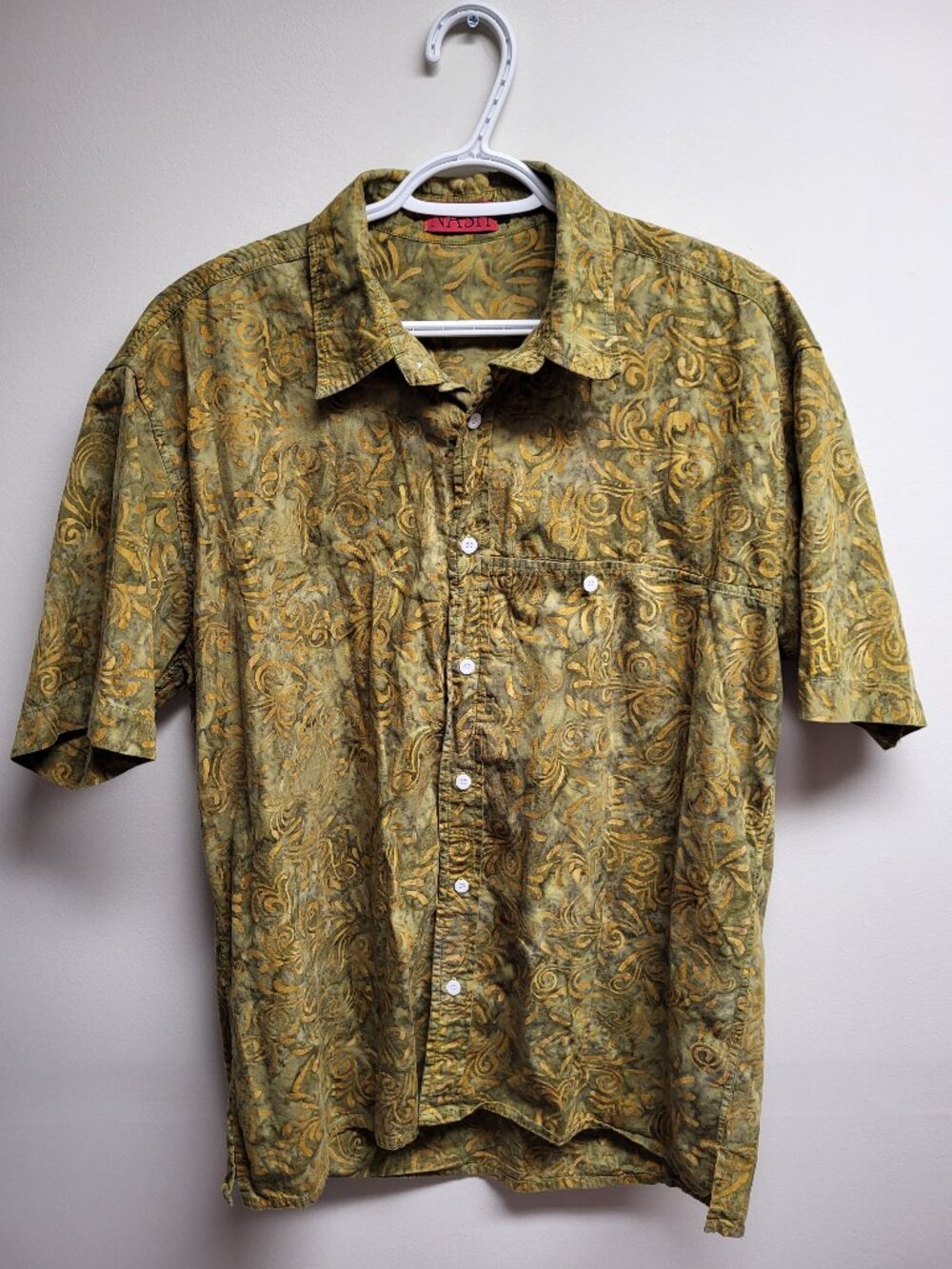 NASH Men's XL Green Abstract Button-Up Shirt Short Sleeve Casual